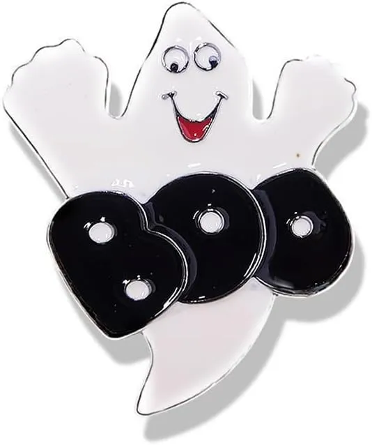 Enamel Boo Halloween Brooch Pin for Women Girls Men Fashion Cute Ghost Demon Round Rhinestone Brooches Badges Lapel Pins Fun Holiday Festival Ornament Hat Bag Suit Dress Accessories Jewelry Gift