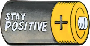 Enamel Pin,Stay Positive Lapel Pin,Battery Power Badge,Mental Health Brooch,Inspirational Pin,Gift For Teens Workers Friends Students Family,DIY Decor, Jacket Canvas Bag Backpack Accessory