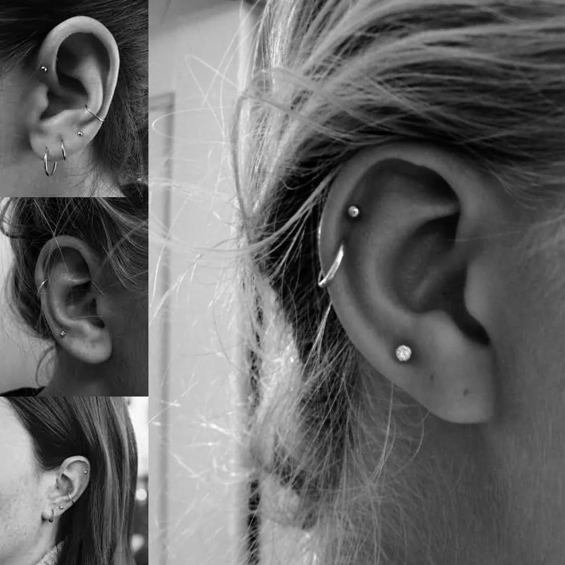EPIRORA Sterling Silver Stud Earrings Small Cartilage Hoop Earrings for Women Men- 3 Pairs of Hypoallergenic Tiny 3mm Cubic Zirconia Round Ball Earrings & 10mm/12mm Cartilage Earring Hoops