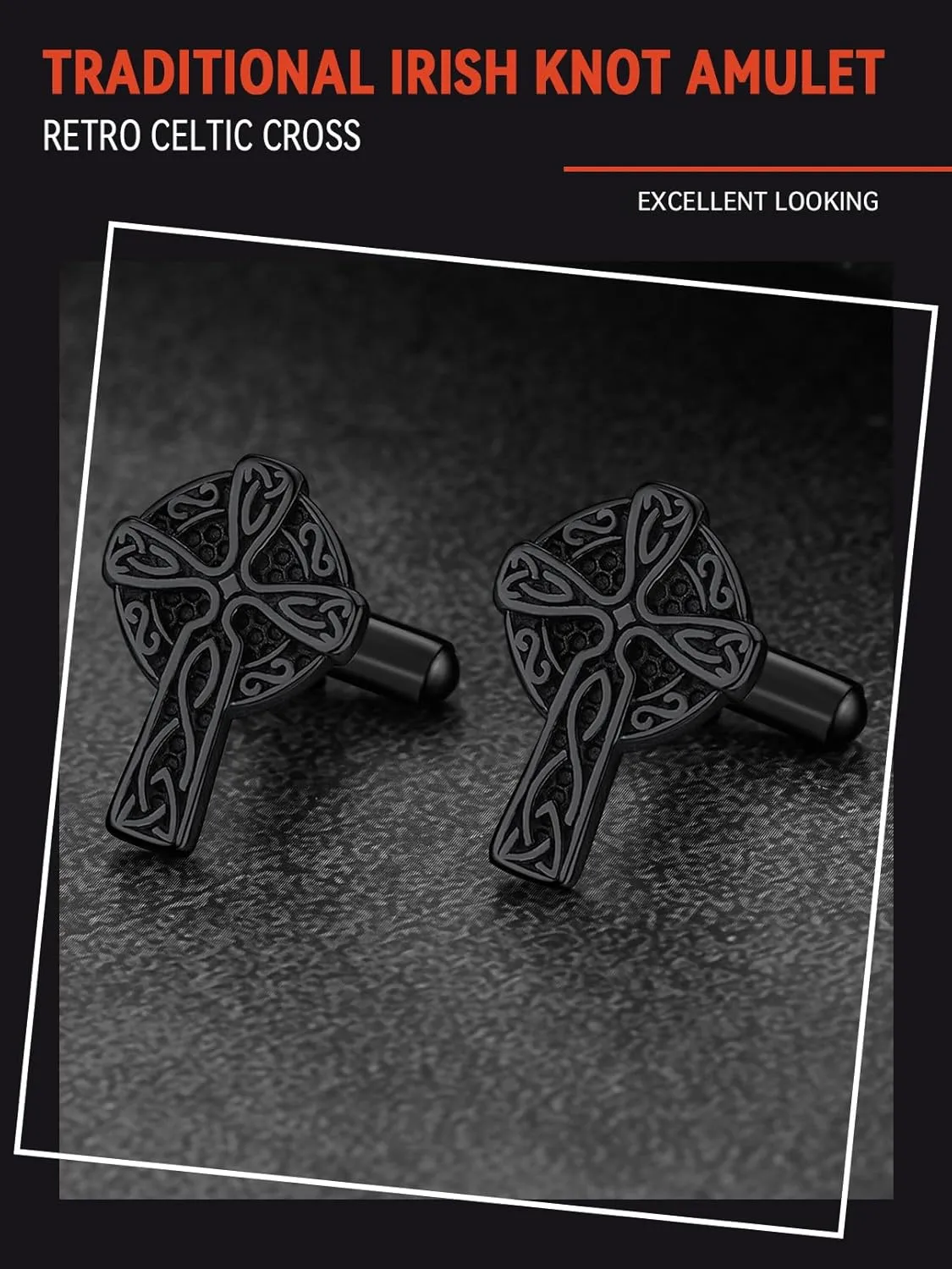 FaithHeart Mens Cufflinks, Norse Viking Tuxedo Shirt Cuff Links, Stainless Steel Cuff Links and Shirt Studs, Gift Box