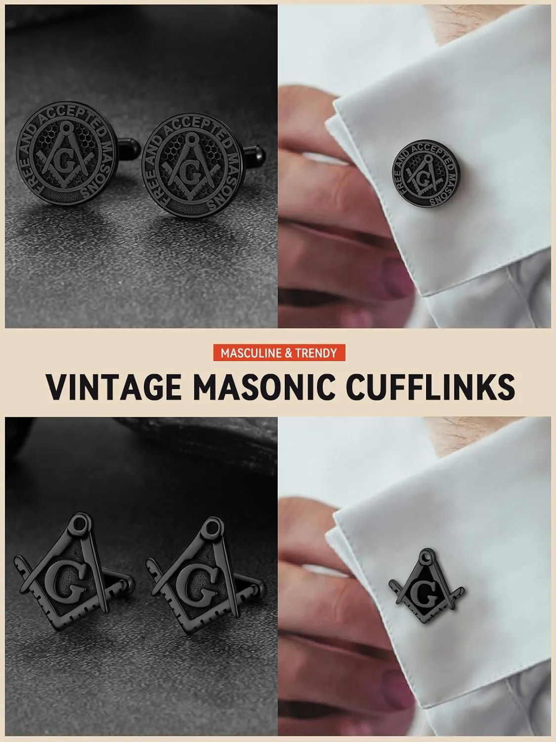 FaithHeart Mens Cufflinks, Norse Viking Tuxedo Shirt Cuff Links, Stainless Steel Cuff Links and Shirt Studs, Gift Box