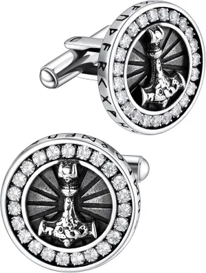 FaithHeart Mens Cufflinks, Norse Viking Tuxedo Shirt Cuff Links, Stainless Steel Cuff Links and Shirt Studs, Gift Box