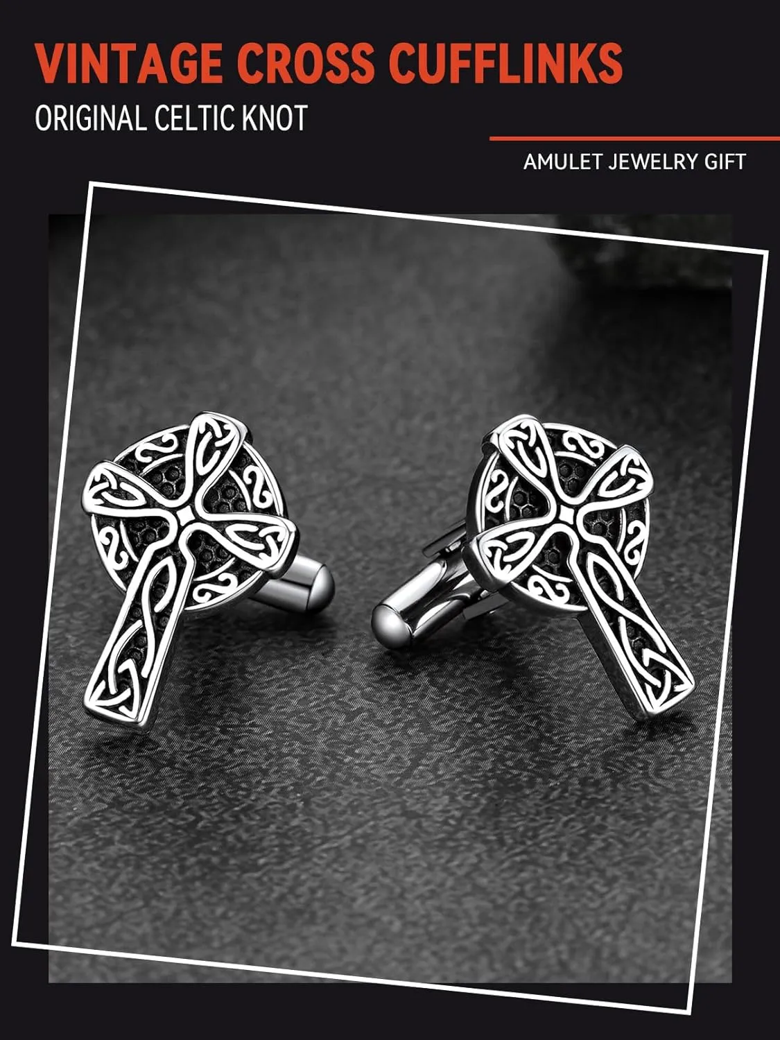 FaithHeart Mens Cufflinks, Norse Viking Tuxedo Shirt Cuff Links, Stainless Steel Cuff Links and Shirt Studs, Gift Box