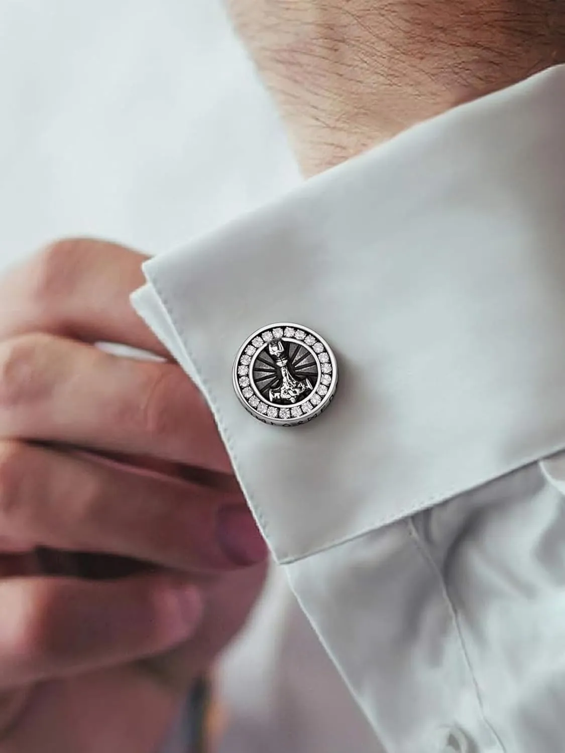 FaithHeart Mens Cufflinks, Norse Viking Tuxedo Shirt Cuff Links, Stainless Steel Cuff Links and Shirt Studs, Gift Box
