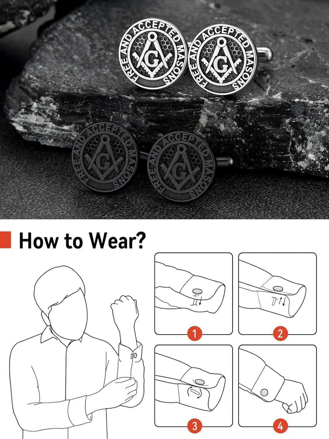 FaithHeart Mens Cufflinks, Norse Viking Tuxedo Shirt Cuff Links, Stainless Steel Cuff Links and Shirt Studs, Gift Box