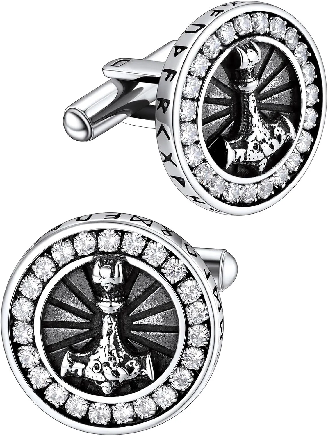 FaithHeart Mens Cufflinks, Norse Viking Tuxedo Shirt Cuff Links, Stainless Steel Cuff Links and Shirt Studs, Gift Box