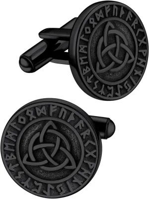FaithHeart Mens Cufflinks, Norse Viking Tuxedo Shirt Cuff Links, Stainless Steel Cuff Links and Shirt Studs, Gift Box