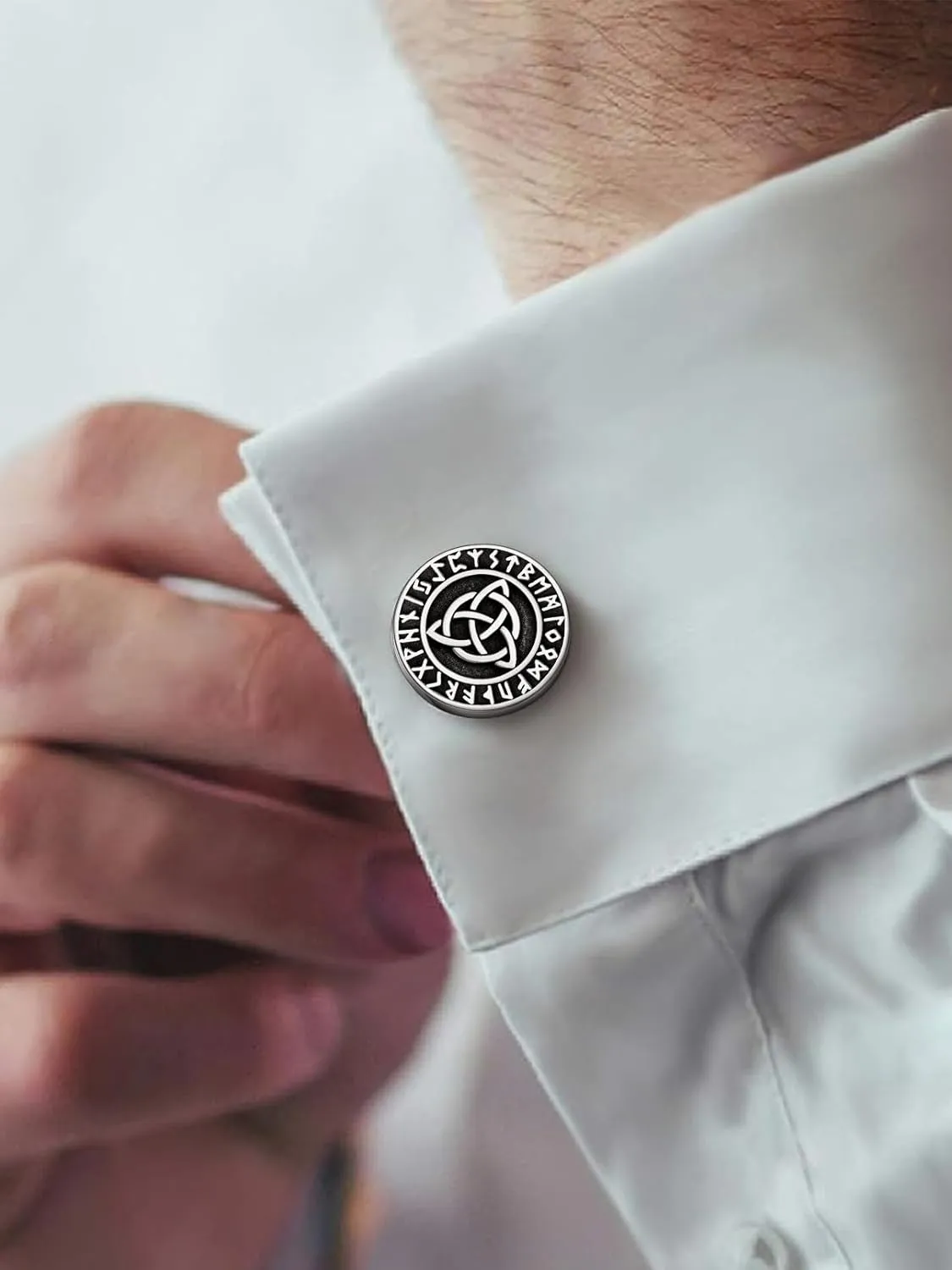FaithHeart Mens Cufflinks, Norse Viking Tuxedo Shirt Cuff Links, Stainless Steel Cuff Links and Shirt Studs, Gift Box