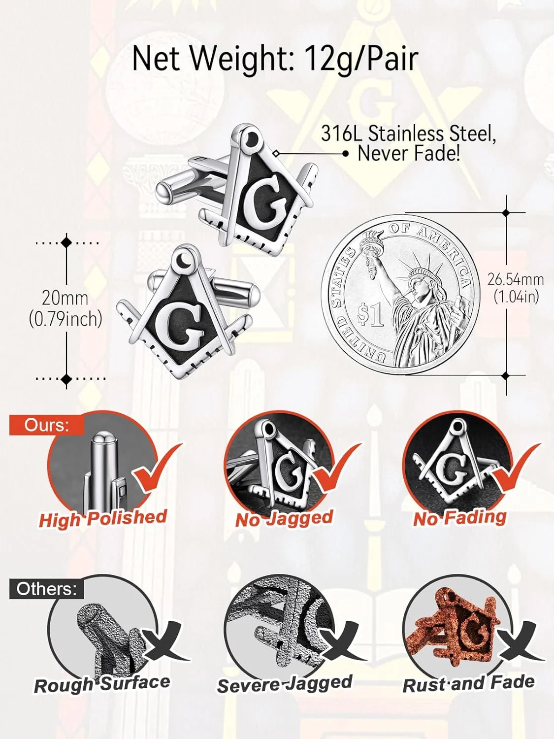 FaithHeart Mens Cufflinks, Norse Viking Tuxedo Shirt Cuff Links, Stainless Steel Cuff Links and Shirt Studs, Gift Box