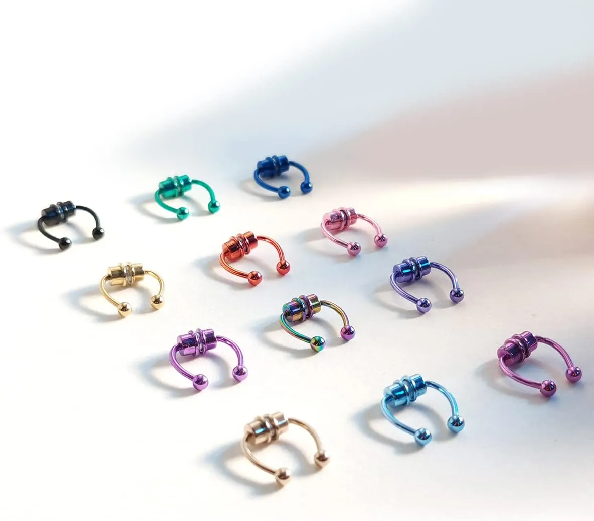 Fake Nose Rings, Magnetic Septum Rings, Colorful Horseshoe Stainless Steel Nose Hoop Jewelry