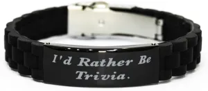 Fancy Trivia Gifts, I'd Rather Be Trivia, Birthday Unique Gifts, Black Glidelock Clasp Bracelet For Trivia from Friends, Friends bracelet, Black bracelet, Bracelet gift, Friendship bracelet
