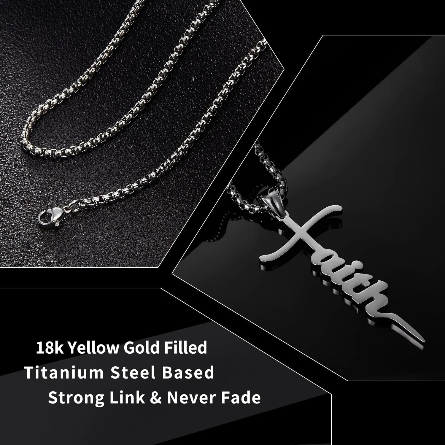 Father Cross Necklace for Men Dad, Fathers Day Jewelry Gifts for Dad from Wife, Dad Birthday Jewelry from Daughters Sons, New Dad Gifts for Husband, Mens Christian Gifts Silver/Gold
