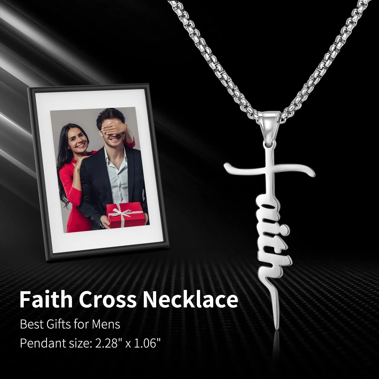 Father Cross Necklace for Men Dad, Fathers Day Jewelry Gifts for Dad from Wife, Dad Birthday Jewelry from Daughters Sons, New Dad Gifts for Husband, Mens Christian Gifts Silver/Gold