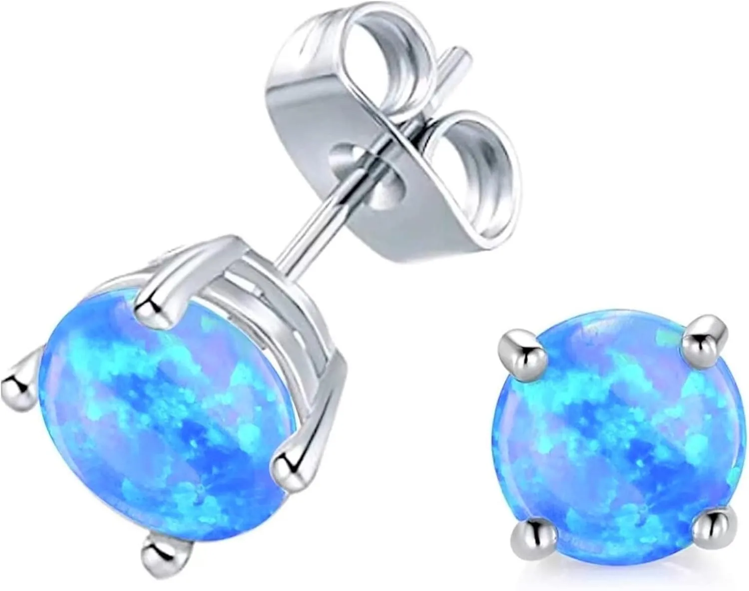 Fine White/Blue/Green Opal Stud Earrings Gifts for Women, 925 Sterling Silver Simulated Opal Studs Hypoallergenic Jewellery