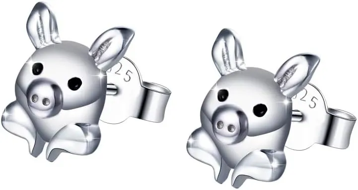 FLYOW 925 Sterling Silver Animal Earring Studs Cute Stud Earrings Women Gifts