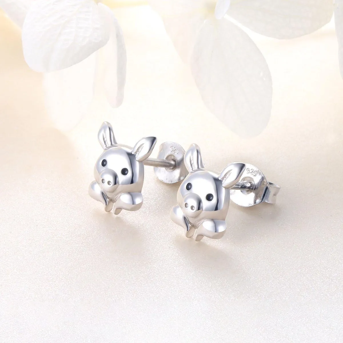 FLYOW 925 Sterling Silver Animal Earring Studs Cute Stud Earrings Women Gifts