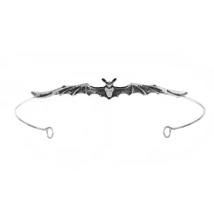 Forehead Bat Metal Slim Halloween Headband Hoop Hair Tiara Crown For Men Women Cosplay Party Birthday Prom (Dark Silver)