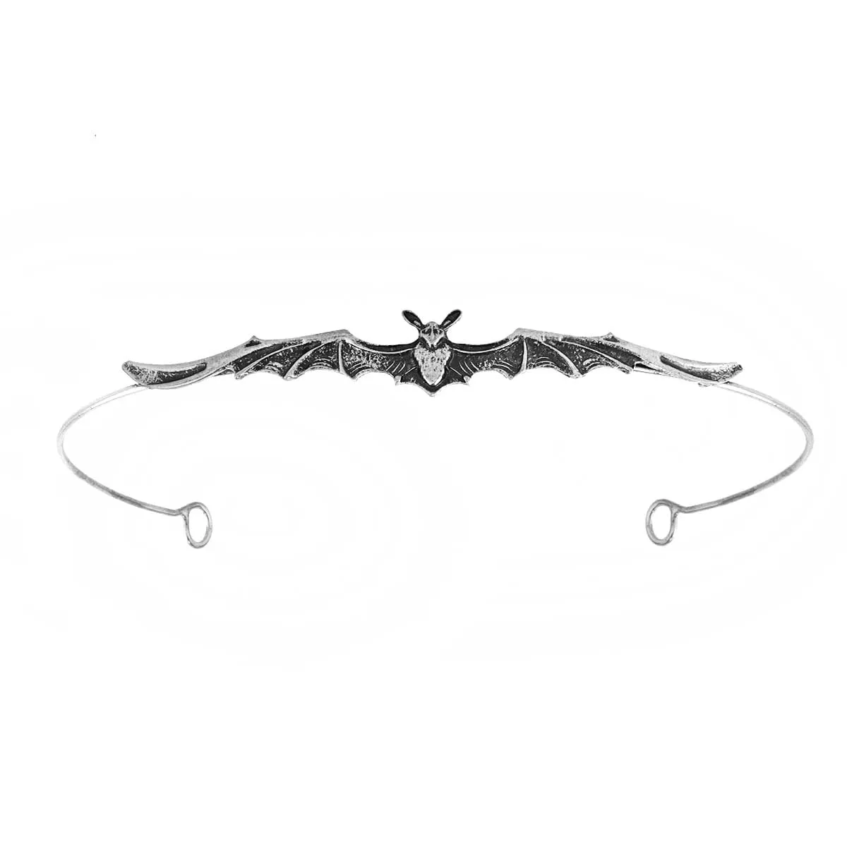 Forehead Bat Metal Slim Halloween Headband Hoop Hair Tiara Crown For Men Women Cosplay Party Birthday Prom (Dark Silver)
