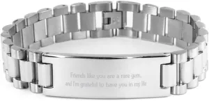 Friends like you are a rare gem, and I'm grateful to have you in my life,Birthday Gifts,Funny Friendship Gifts,Gift Idea for Sister Birthday,Female Best Friend, BFF, Soul Sister,ladder bracelet