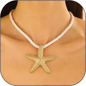 Frodete Starfish Necklace for Women Gold Shell Conch Starfish Necklaces Summer Beach Jewelry Outfits Accessories