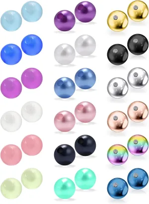 Ftovosyo 20G 36PCS Mix Color Replacement Balls Jewelry Piercing Stainless Steel & Clear Acrylic Barbell Parts for Lip Rings/Eyeborw Rings/Tragus/Helix/Cartilage Earrings Back 3mm