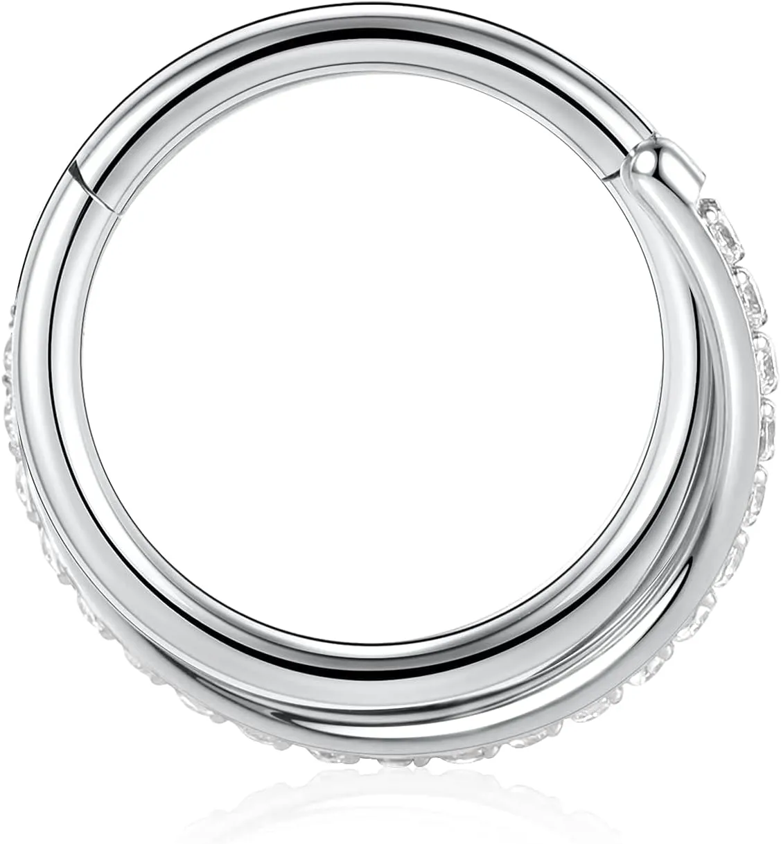 FUNLMO 316L Surgical Steel Tragus Helix Rook Conch Daith Piercing Jewelry Cartilage Hoop Earring Cube Zircon Hinged Nose Ring Hoop