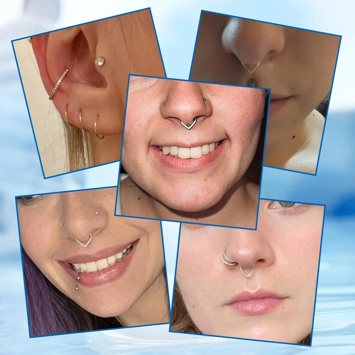 FUNLMO 4pcs/3pcs Septum Rings Nose Rings 316L Surgical Steel Daith Rook Tragus Helix Conch Piercing Jewelry Cartilage Earring for Women Men