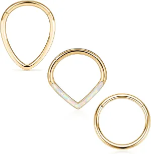 FUNLMO 4pcs/3pcs Septum Rings Nose Rings 316L Surgical Steel Daith Rook Tragus Helix Conch Piercing Jewelry Cartilage Earring for Women Men
