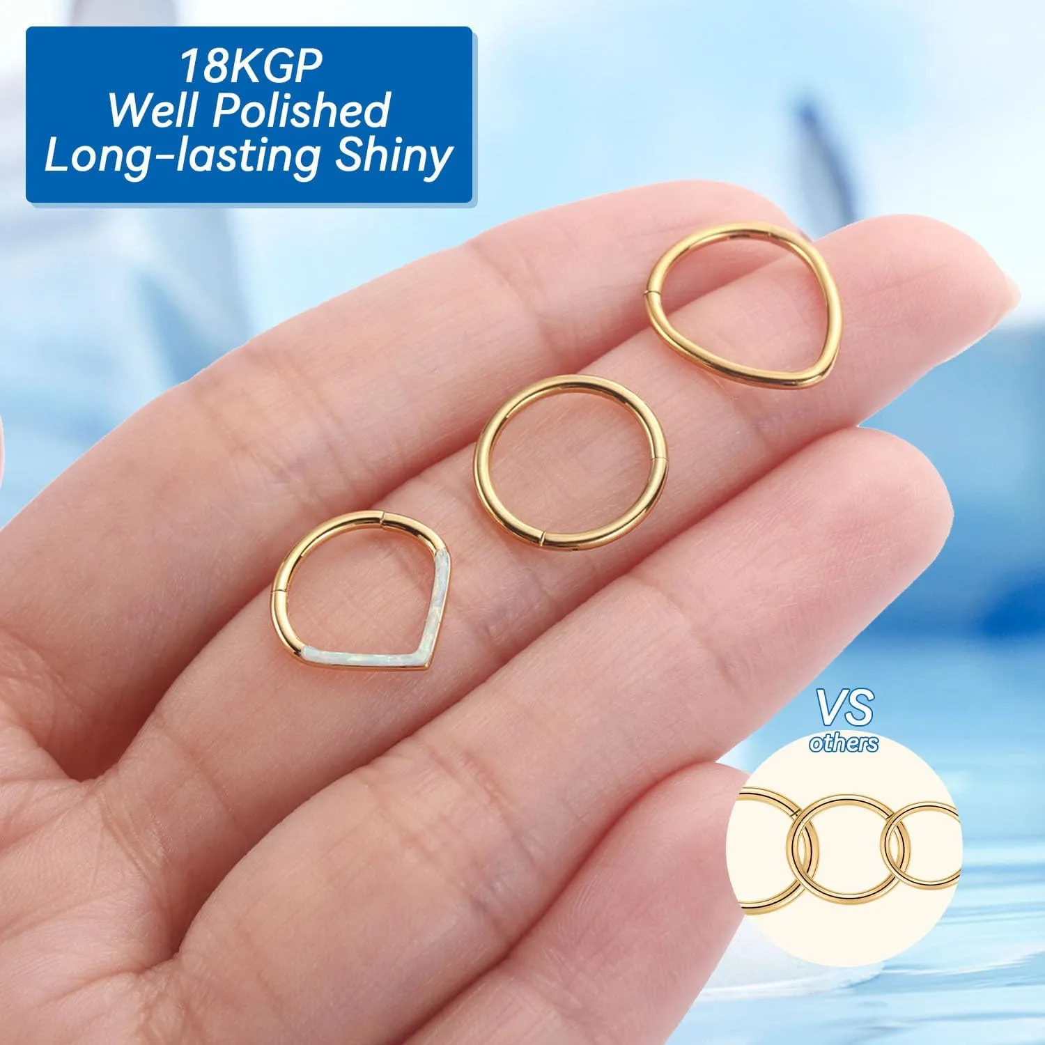 FUNLMO 4pcs/3pcs Septum Rings Nose Rings 316L Surgical Steel Daith Rook Tragus Helix Conch Piercing Jewelry Cartilage Earring for Women Men