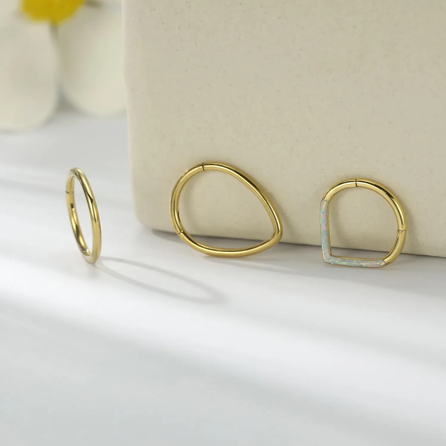 FUNLMO 4pcs/3pcs Septum Rings Nose Rings 316L Surgical Steel Daith Rook Tragus Helix Conch Piercing Jewelry Cartilage Earring for Women Men