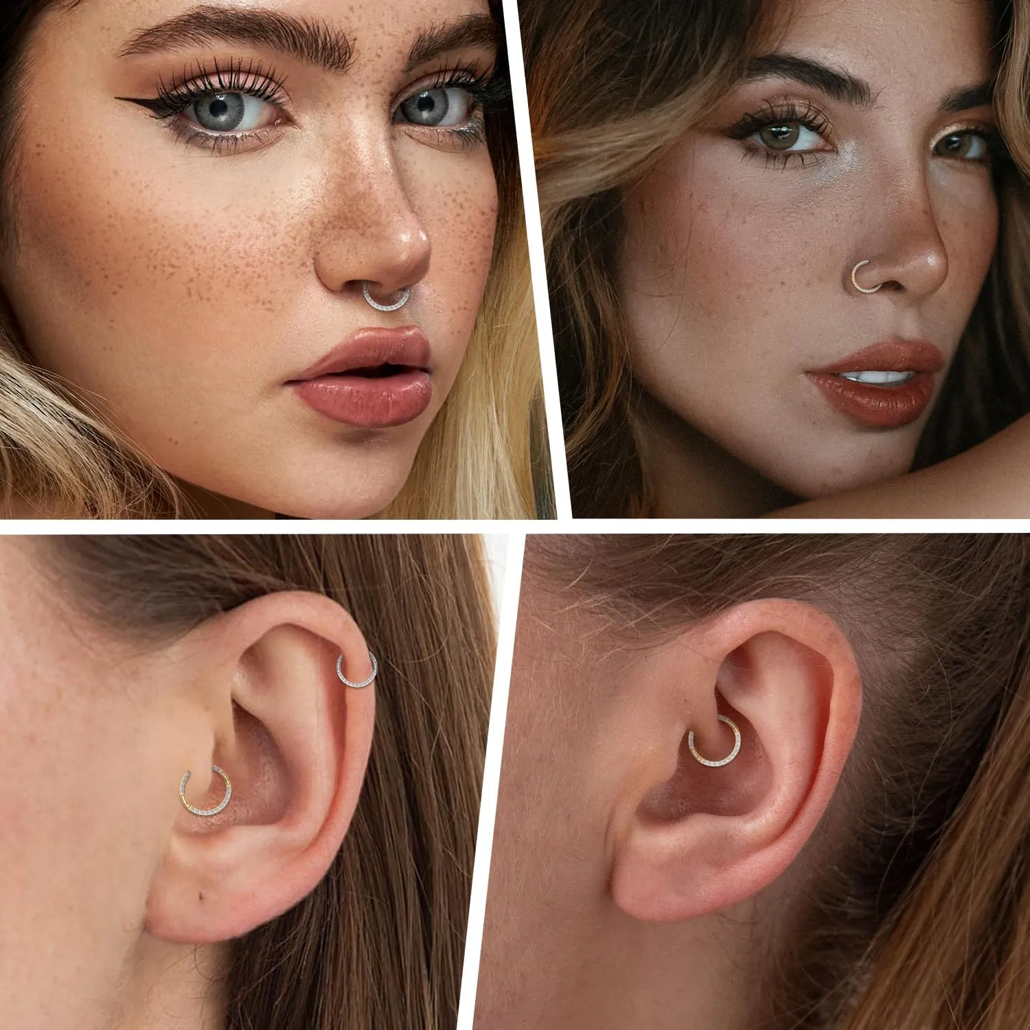 FUNLMO Titanium Nose Ring Hoop Septum Daith Helix Tragus Rook Cartilage Piercing Jewelry Half Closure Secure Hook Hinge Segment Ring 16G 6mm to 10mm