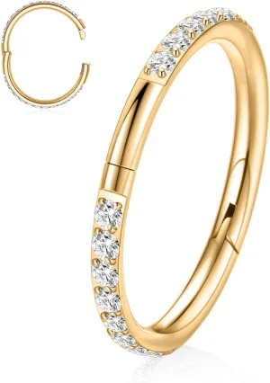 FUNLMO Titanium Nose Ring Hoop Septum Daith Helix Tragus Rook Cartilage Piercing Jewelry Half Closure Secure Hook Hinge Segment Ring 16G 6mm to 10mm
