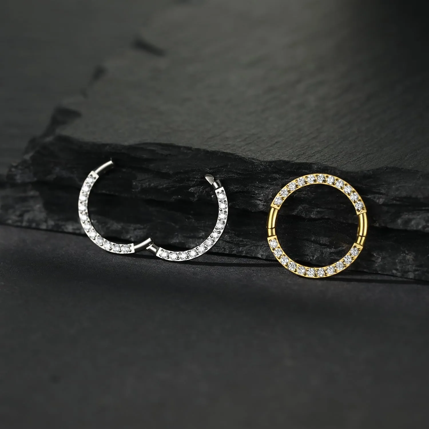 FUNLMO Titanium Nose Ring Hoop Septum Daith Helix Tragus Rook Cartilage Piercing Jewelry Half Closure Secure Hook Hinge Segment Ring 16G 6mm to 10mm