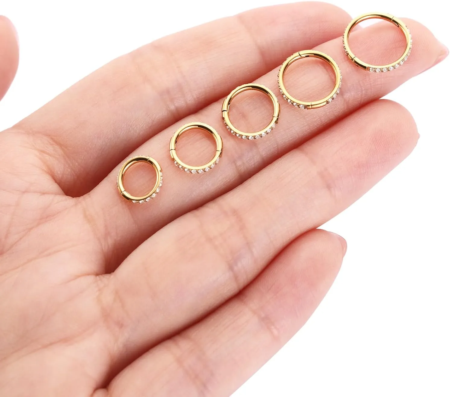 FUNLMO Titanium Nose Ring Hoop Septum Daith Helix Tragus Rook Cartilage Piercing Jewelry Half Closure Secure Hook Hinge Segment Ring 16G 6mm to 10mm