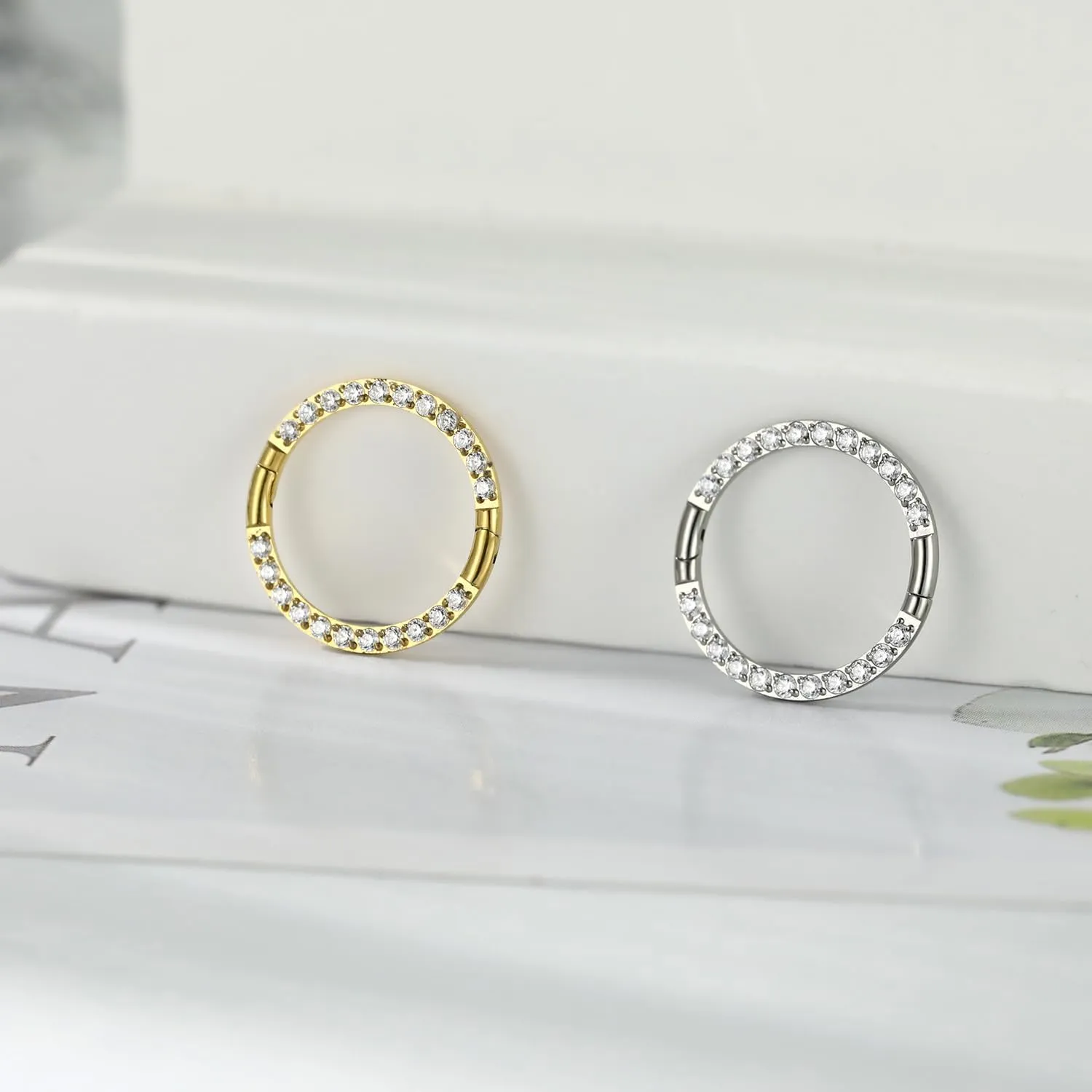 FUNLMO Titanium Nose Ring Hoop Septum Daith Helix Tragus Rook Cartilage Piercing Jewelry Half Closure Secure Hook Hinge Segment Ring 16G 6mm to 10mm