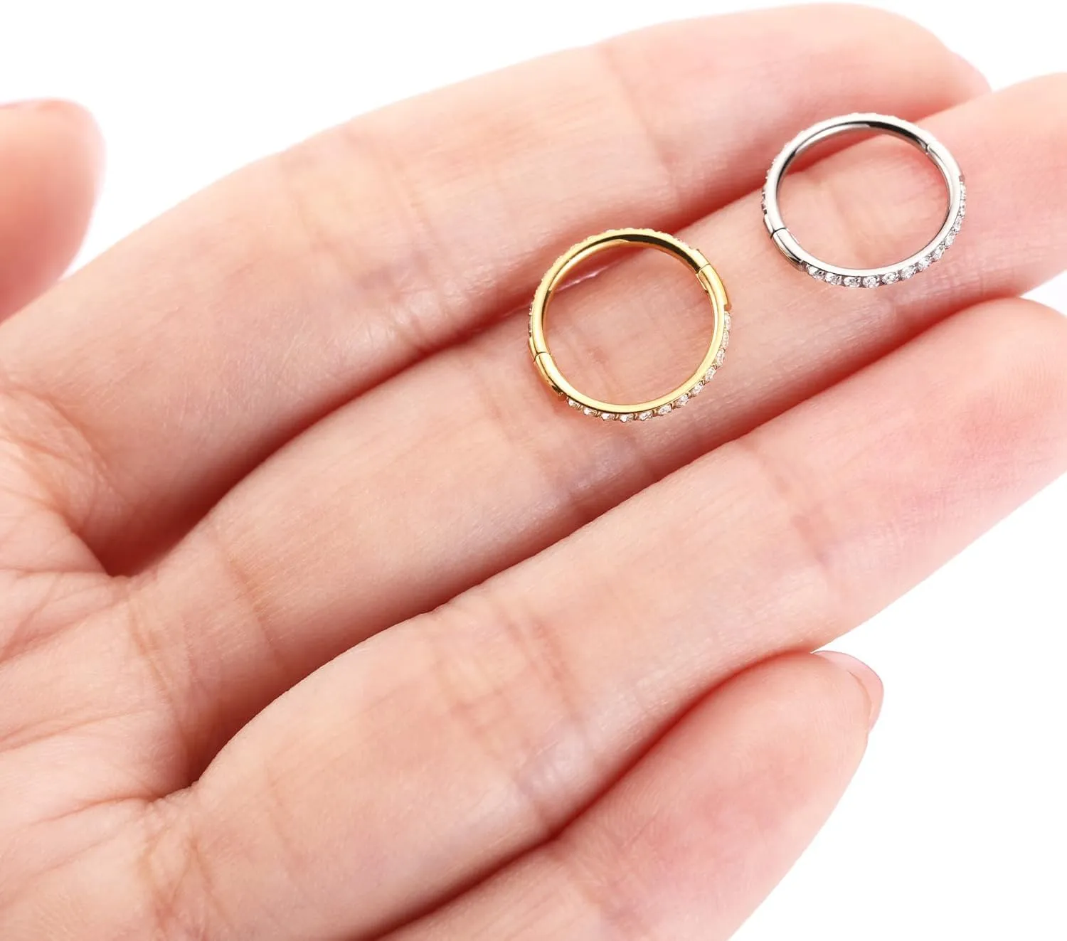 FUNLMO Titanium Nose Ring Hoop Septum Daith Helix Tragus Rook Cartilage Piercing Jewelry Half Closure Secure Hook Hinge Segment Ring 16G 6mm to 10mm