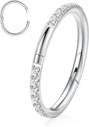 FUNLMO Titanium Nose Ring Hoop Septum Daith Helix Tragus Rook Cartilage Piercing Jewelry Half Closure Secure Hook Hinge Segment Ring 16G 6mm to 10mm