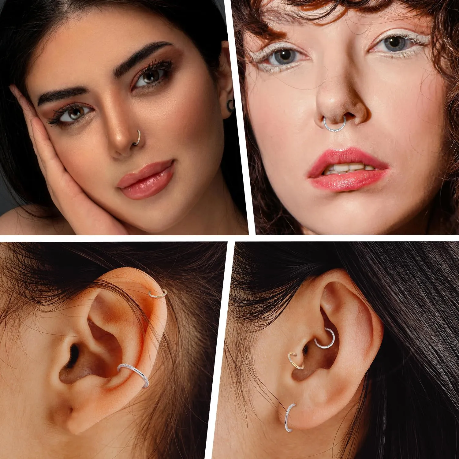 FUNLMO Titanium Nose Ring Hoop Septum Daith Helix Tragus Rook Cartilage Piercing Jewelry Half Closure Secure Hook Hinge Segment Ring 16G 6mm to 10mm