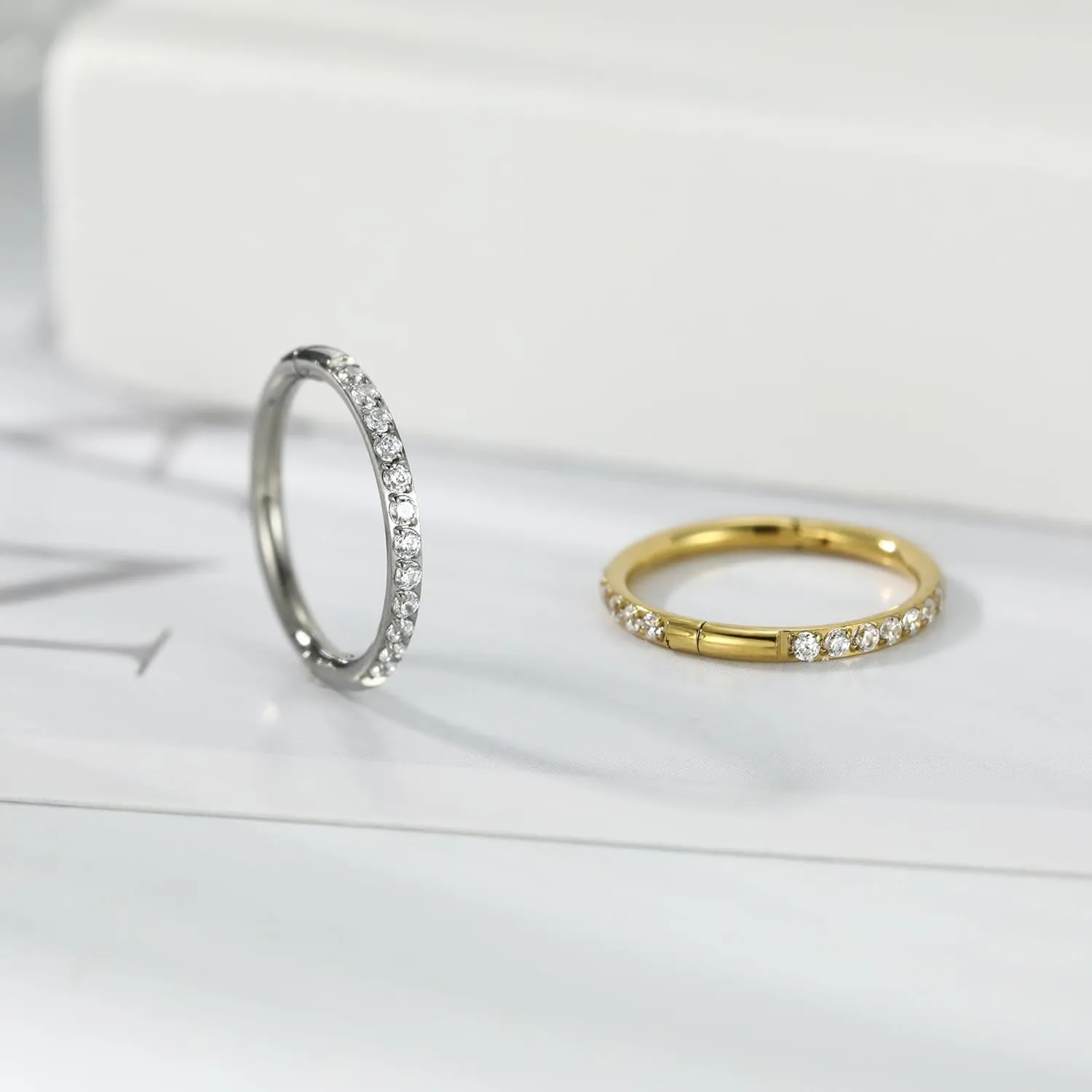 FUNLMO Titanium Nose Ring Hoop Septum Daith Helix Tragus Rook Cartilage Piercing Jewelry Half Closure Secure Hook Hinge Segment Ring 16G 6mm to 10mm