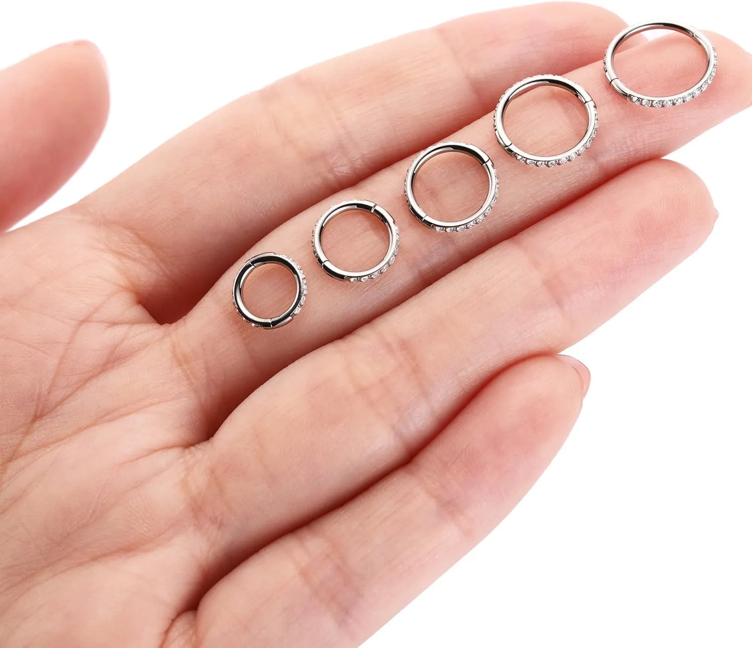 FUNLMO Titanium Nose Ring Hoop Septum Daith Helix Tragus Rook Cartilage Piercing Jewelry Half Closure Secure Hook Hinge Segment Ring 16G 6mm to 10mm