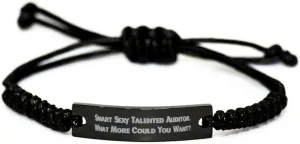 Funny Auditor Gifts, Smart Sexy Talented Auditor. What, Beautiful Graduation Black Rope Bracelet for Men Women from Team Leader, Friendship, Friendship Bracelet, Gift for Friend