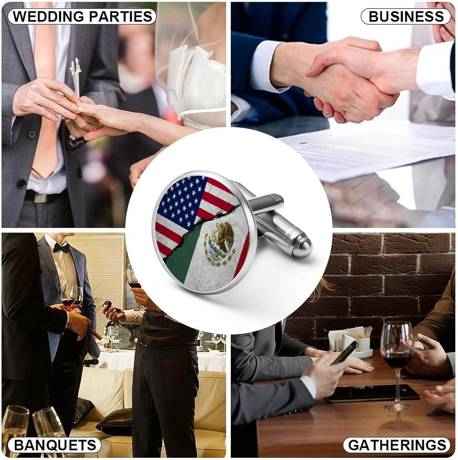Funny Cuff Links Set for Men, Round Cuff Links Jewelry Accessories Tuxedo Shirt Studs