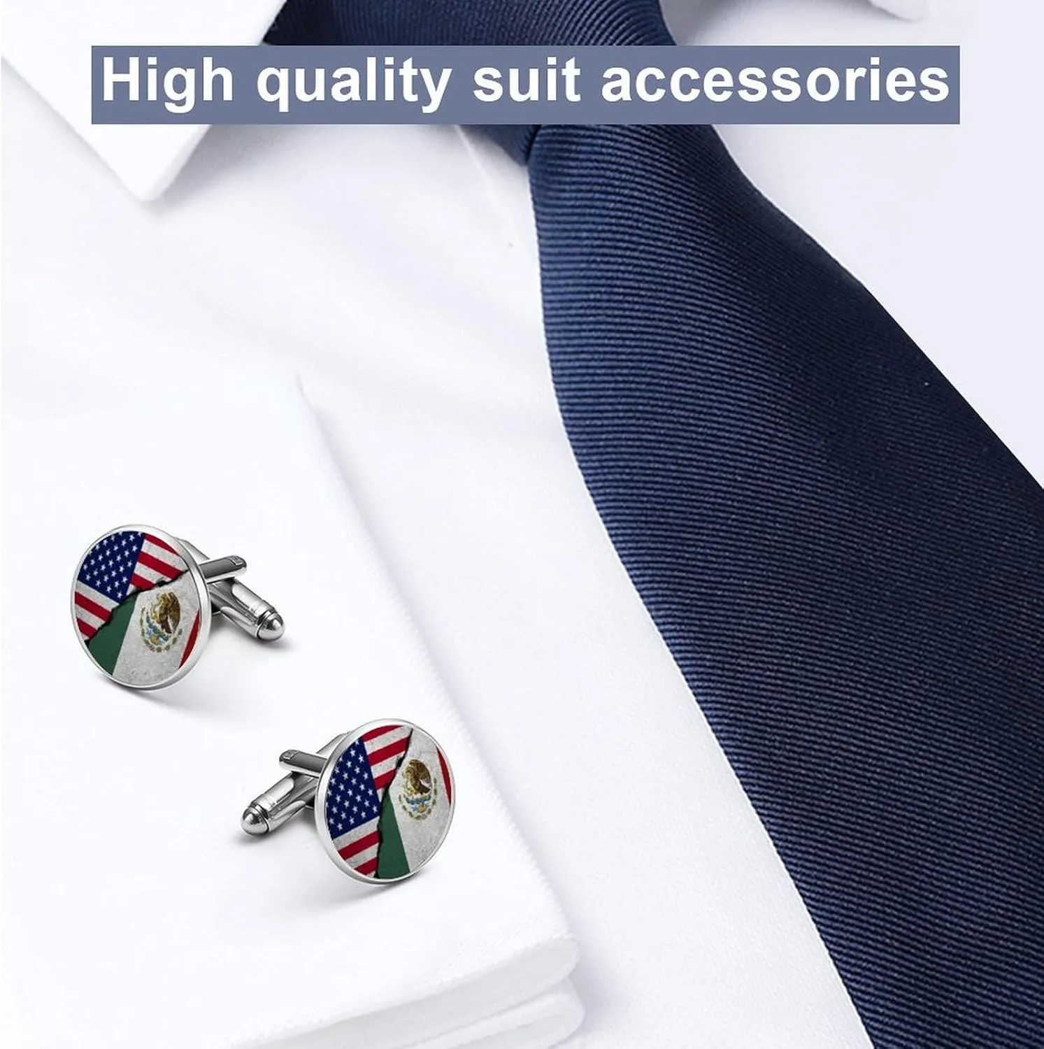 Funny Cuff Links Set for Men, Round Cuff Links Jewelry Accessories Tuxedo Shirt Studs