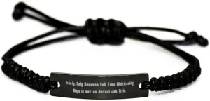 Funny Orderly Gifts, Orderly. Only Because Full Time, Graduation Gifts, Black Rope Bracelet for Orderly from Team Leader, Wristband, Friendship Bracelet, Couple Bracelet, Handcrafted Bracelet, Beaded