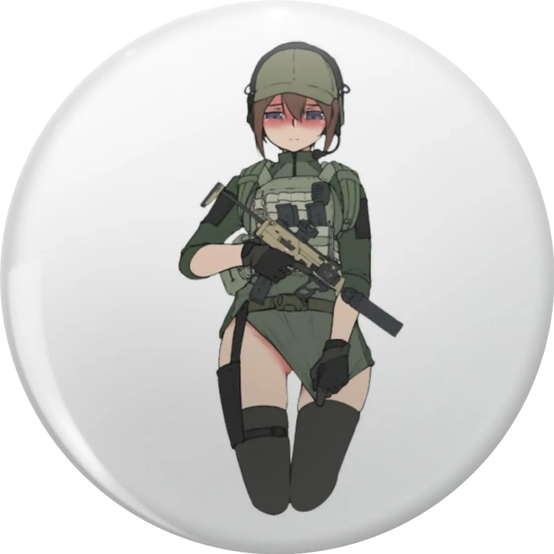 Funny Vintage Shy Military Anime Cute Gun Need More Time Boys Girls Pin Lapel Pin Brooch Steel Pins Badge 0.75"