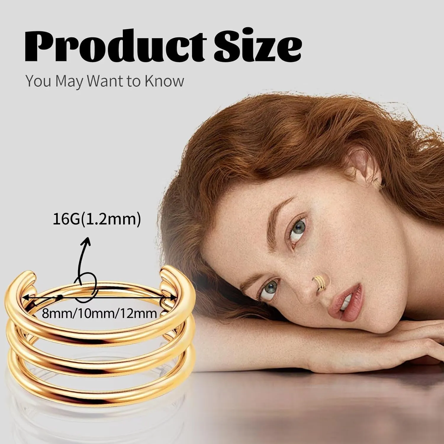 G23 Titanium Conch Piercing Jewelry Hoop: 16G 8mm/10mm/12mm Diamond Cartilage Earring Helix Double Piercing Hoop Septum Rings Hypoallergenic Nose Rings Hinged Segment Clicker Lip Rings Rook Daith Tragus Earrings