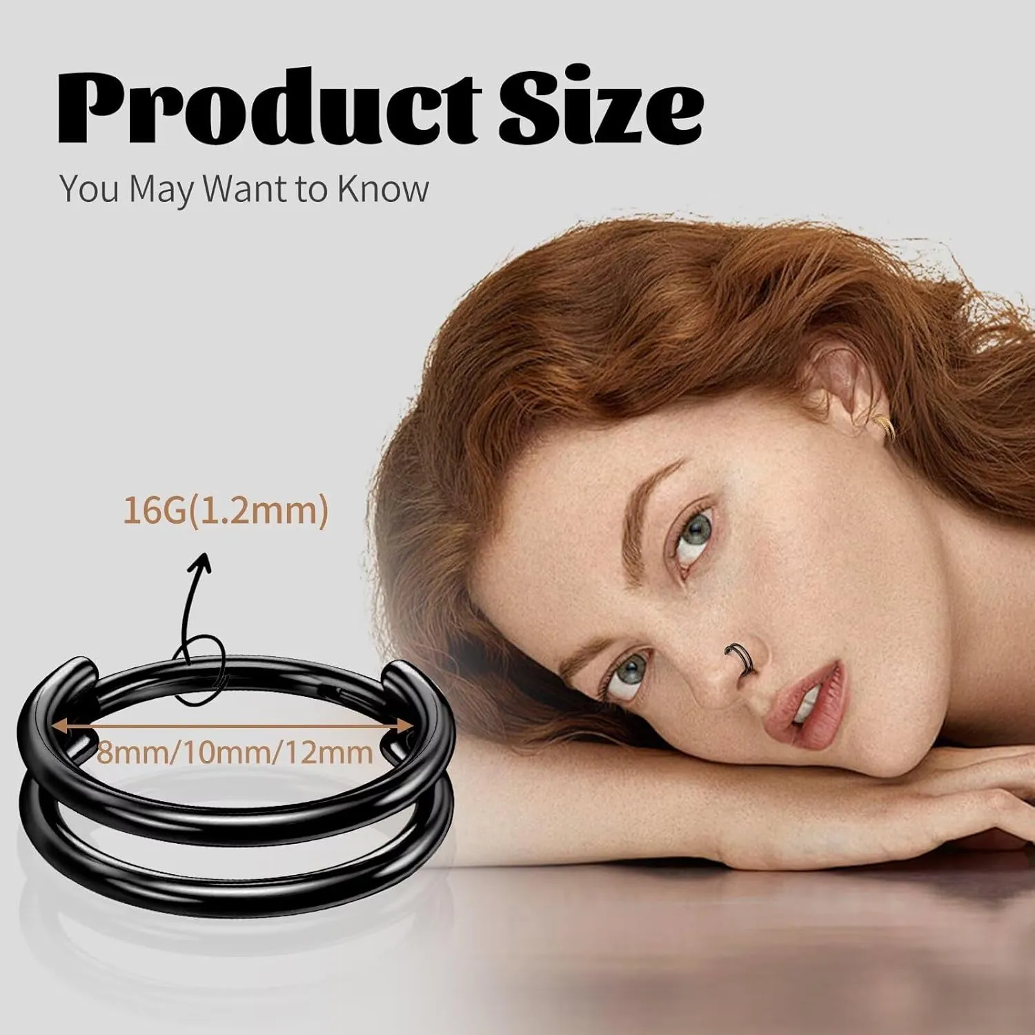 G23 Titanium Conch Piercing Jewelry Hoop: 16G 8mm/10mm/12mm Diamond Cartilage Earring Helix Double Piercing Hoop Septum Rings Hypoallergenic Nose Rings Hinged Segment Clicker Lip Rings Rook Daith Tragus Earrings