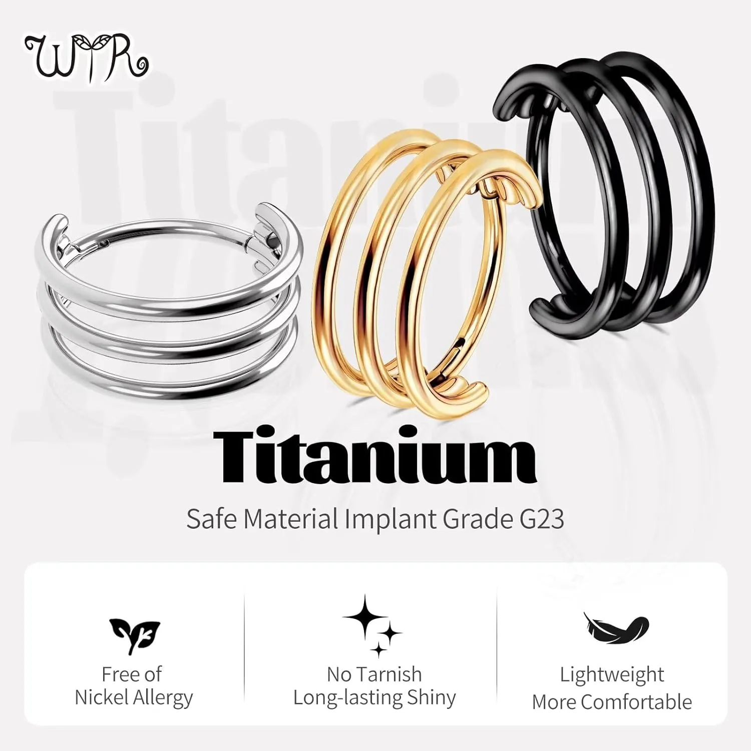 G23 Titanium Conch Piercing Jewelry Hoop: 16G 8mm/10mm/12mm Diamond Cartilage Earring Helix Double Piercing Hoop Septum Rings Hypoallergenic Nose Rings Hinged Segment Clicker Lip Rings Rook Daith Tragus Earrings