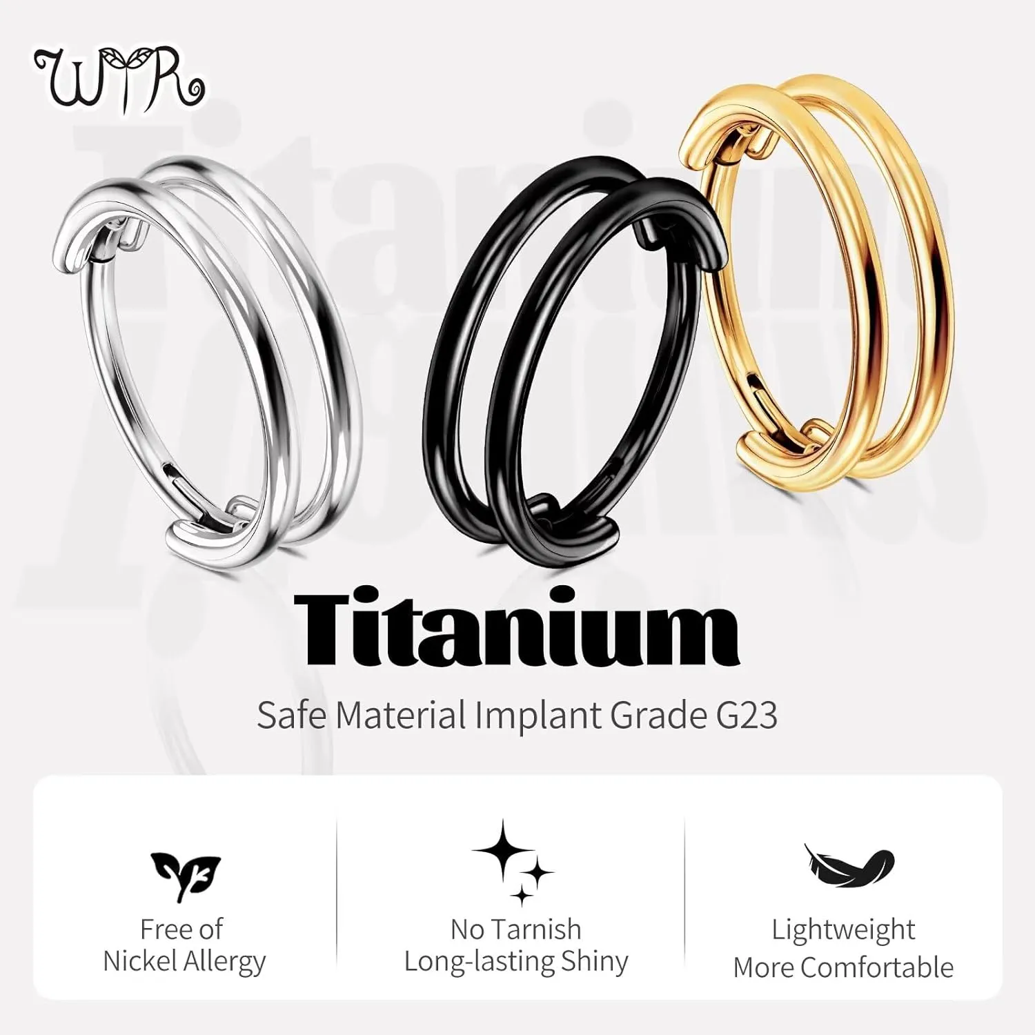 G23 Titanium Conch Piercing Jewelry Hoop: 16G 8mm/10mm/12mm Diamond Cartilage Earring Helix Double Piercing Hoop Septum Rings Hypoallergenic Nose Rings Hinged Segment Clicker Lip Rings Rook Daith Tragus Earrings
