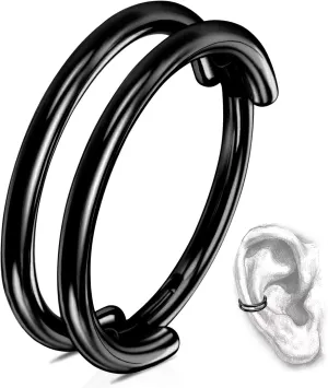 G23 Titanium Conch Piercing Jewelry Hoop: 16G 8mm/10mm/12mm Diamond Cartilage Earring Helix Double Piercing Hoop Septum Rings Hypoallergenic Nose Rings Hinged Segment Clicker Lip Rings Rook Daith Tragus Earrings